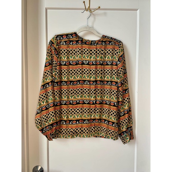 POET by Nicola Vintage Patterned Blouse Top Size 10 - Picture 2 of 8